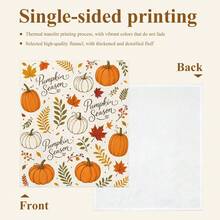 1pc Thanksgiving Autumn Decor Throw Blanket, Autumn Pumpkin Maple Leaf Berry Pattern Flannel Single-Sided Printed Blanket, Perfect For Holiday, Birthday, Sofa And Home Decor - Multicolor - View 4