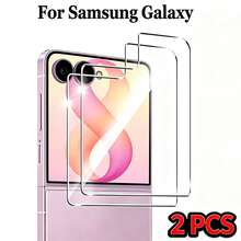 2pcs Compatible With Samsung Galaxy Z Flip 8 7 6 5 7FE Full Coverage Tempered Glass High Definition Screen Protector, 9H Hardness Protective Glass Film,Anti-Scratch, Waterproof, Anti-Fingerprint - Transparent-2 Packs - View 9