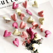 15/20/30pcs Heart-Shaped Cork Push Pins, Cork Board Push Pins, Fun Push Pins For Decorating Photo Wall, Feature Wall, Map, Bulletin Board, Office Or Home, Random Color - A - View 3