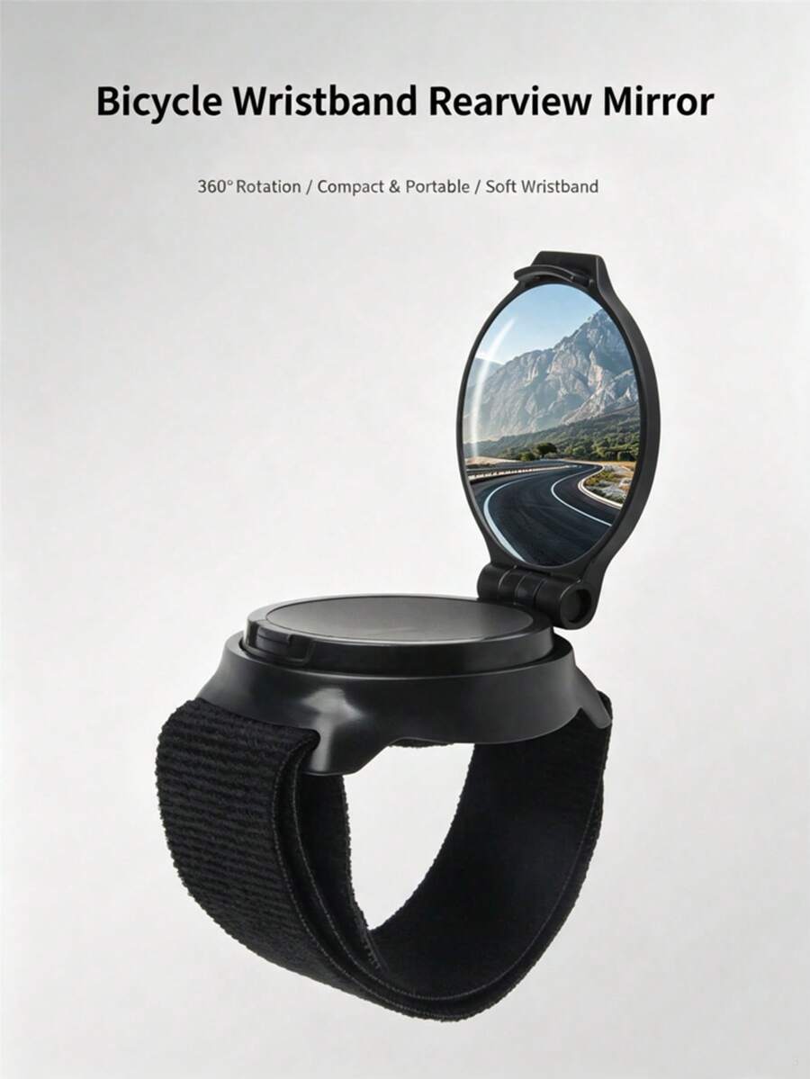 1pc Road/Mountain Bike Wrist Rearview Mirror, Cycling Wristband Mirror 360° Rotating Auxiliary Mirror - Multicolor - View 1