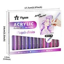 Flysea New Colorful Series 14pcs/Box, Vibrant Macaron Dopamine Gray Blue Green Brown And More Professional Acrylic Marker Pens For Painting, New Free Ink System, Multiple Color Combinations Available, Newly Launched, Better Quality, Smoother Writing Experience, Designed For Professional Artists. - Sets - View 3