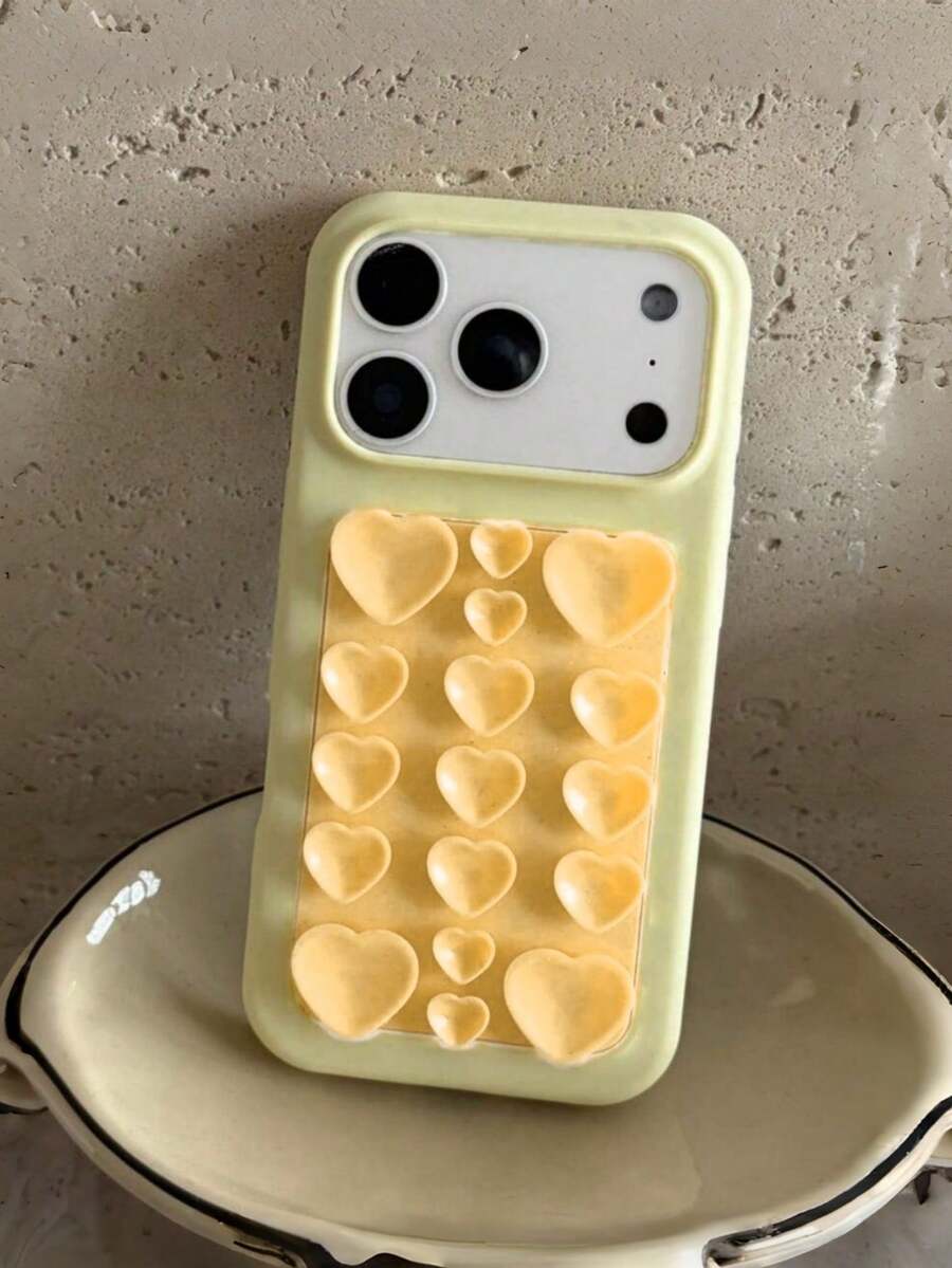 3D愛心吸盤Apple手機殼，紓壓手機保護套，可愛美感女性女孩學生禮物，適合情人節/生日禮物，相容於Apple 17/17 Pro/17 Pro Max、16/15/14/13/Pro/Pro Max - Apple 17 Pro Max手機、Apple 16手機殼，可愛甜美手機配件，日常通勤、約會與旅行使用