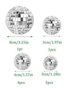 11pcs Mirror Disco Ball Set, Silver Disco Ball, Decorative Disco Ball, Birthday Party, Graduation Party, Bachelor Party, Decorative Ball, Bar Decor - 1 SET - View 17