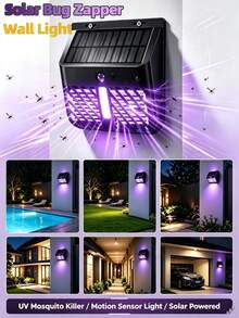 Solar Bug Zapper Wall Light, 800mAh UV Mosquito Killer Lamp, IP44 Waterproof Motion Sensor Outdoor Light For Patio Garden RV Backyard Fly Insect Trap - A - View 1