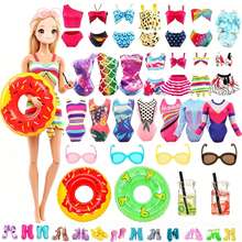 24pcs Accessory Set For 11.5 Inch Dolls: 5 Sets Of Swimsuits, 4 Pairs Of Glasses, 10 Pairs Of Shoes, 2 Swim Rings, 1 Hat, 2 Random Drink Cups (Doll And Children's Gift Not Included), Dollhouse Furniture - Multicolor - View 10