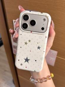 Korean Ins Style Laser Star Design Phone Case Compatible With Iphone 17 Pro Max, 16 Pro, 17, 14 Pro/15 Pro, Full Coverage Anti-Drop Protective Cover - Multicolor - View 4