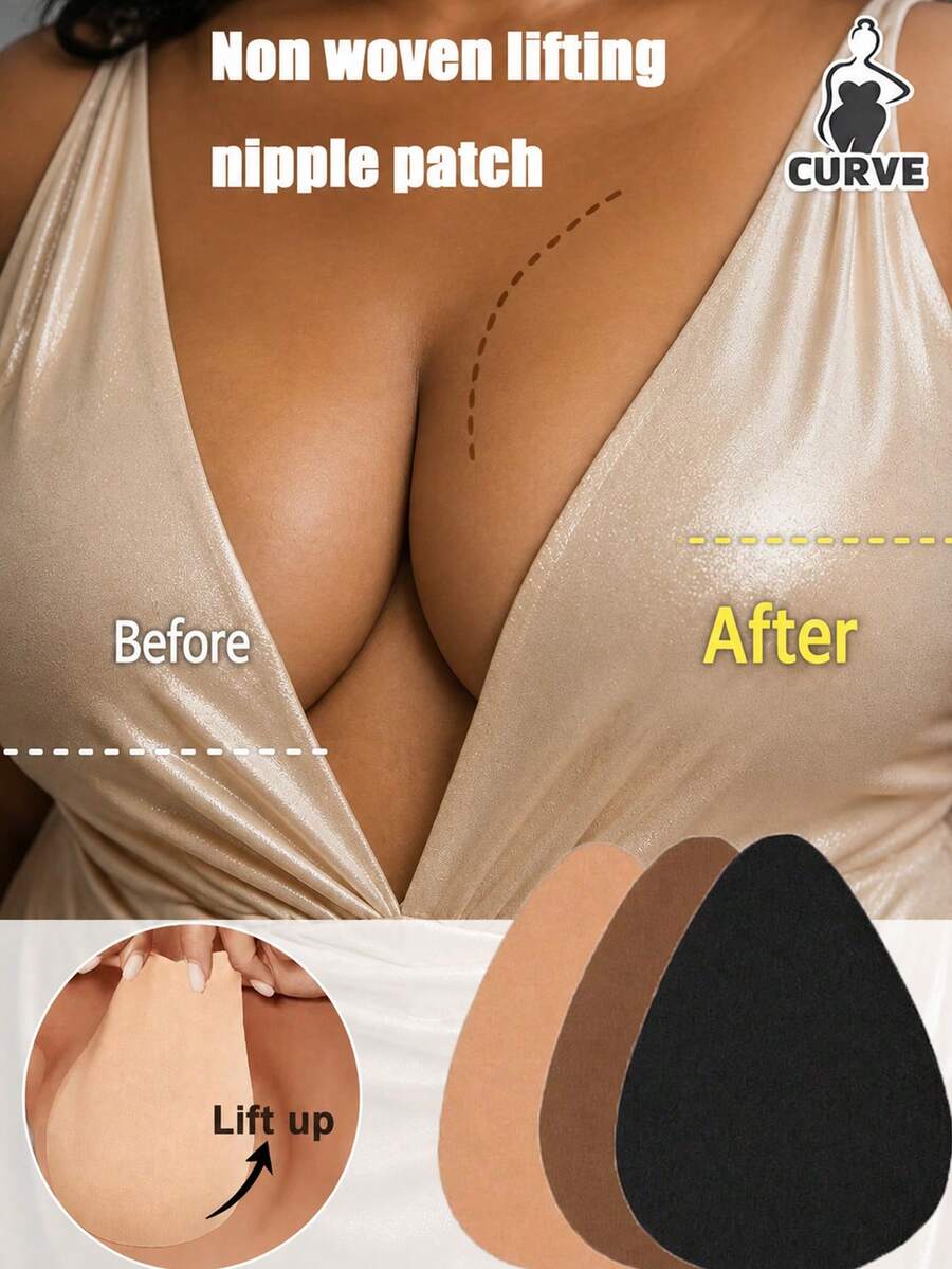 3/2/1 Pair Plus Size Latex Breast Lift Tape For Women, Invisible Strapless Design, Support Tape Fit B-E Cups - Multicolor - View 1