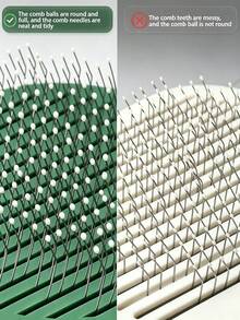 مشط كلاب من الفولاذ المقاوم للصدأ، إزالة الشعر بنقرة واحدة، مع مقبض مريح وعملي، يستخدم لإزالة الشعر العائم والمتشابك عند تنظيف الحيوانات الأليفة، مناسب لتنظيف القطط والكلاب ذات الفراء - متعدد الألوان - مشاهدة 7