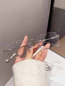 1 Pair Women's Square Frame Elegant Fashion Transparent Glasses, Suitable For Daily Wear - Clear - View 1