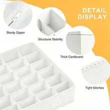1/2 Pack Sock Drawer Organizer Divider, 24-Grid Underwear Storage Rack And Closet Organizer, Suitable For Storing Socks, Handkerchiefs, Ties, Belts And More - White - View 2