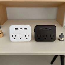 6-In-1 Portable Surge Protector With 3 AC Outlets, 2 USB Ports, And 1 USB-C Port For US Travel - US B Type Plug(110-127V) - View 3
