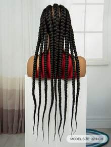 A ANYTIME Full Lace Multiple Braids Synthetic Wig Fat Multiple Braids Lightweight Easy To Wear Braided Synthetic Fiber Braid Hood, Halloween - Black - View 3