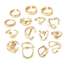 15pcs Fashionable Metal Flower & Geometric Elements Ring Set For Women, Suitable For Daily Matching (Random Styles) - Gold - View 7