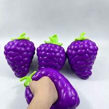 1pc Extra Large Purple Grape Squeeze Toy, TPR Material Realistic Vegetable Slow Rebound Stress Relief Ball, Squishy Stress Toy, Birthday Gift, Christmas Gift, Halloween Gift, Perfect Gift, Collectible [OPP Bag] - Multicolor - View 3