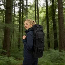 Großer Outdoor-Rucksack, taktischer Rucksack, mit verstellbarem Schultergurt, strapazierfähigem Reißverschluss, Oberfläche aus schwarzem Oxford-Stoff, 81 * 24 cm, für die Jagd und zum Wandern im Freien - Schwarz - Übersicht 5
