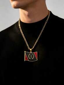 African American Flag Pendant Necklaces For Women Stainless Steel Jewelry - Gold - View 3
