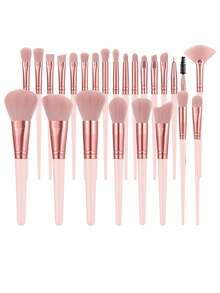 1/25/26/52Pcs Pink All‑In‑One Makeup Accessory Kit With Travel Storage Bag, 25PCS Soft Synthetic Makeup Brushes, Multi‑Shape Makeup Sponges, Triangle Powder Puffs, Hairband, Wrist Bands, Brush Cleaning Bowl, Cleansing Pads For Face Daily Makeup Use - Pink - View 13