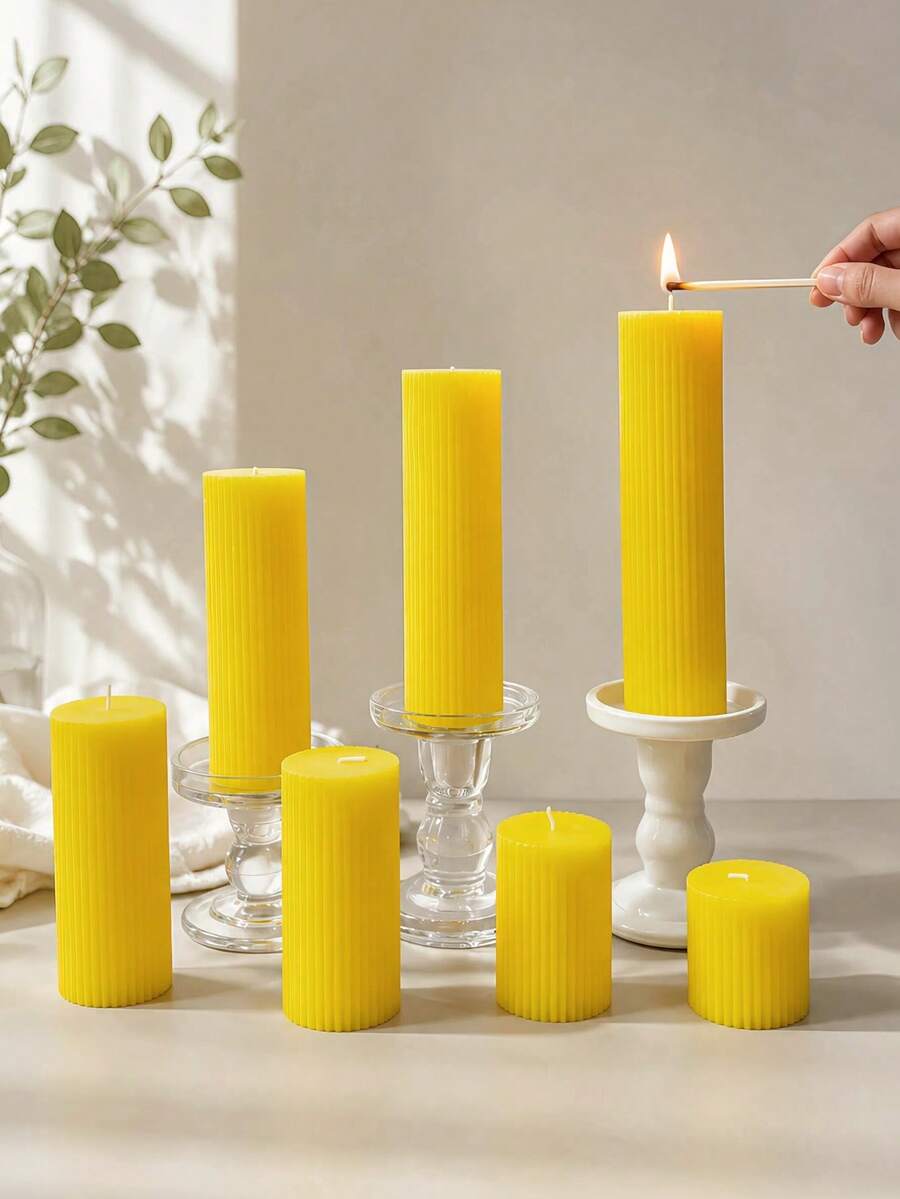 1pc Yellow Gear Shaped Smokeless Soy Wax Decorative Candle, Home Decor, Wedding Party Banquet Tabletop Ornament, Create Romantic Atmosphere, Gift For Women - A - View 1