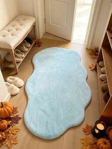 1pc Blue Cloud Faux Rabbit Fur Rug, Soft Comfortable Fluffy Material, Living Room Rug, Bedroom Rug, Entryway Rug, Kitchen Rug, Bathroom Rug, Gaming Room Rug, Study Rug, Closet Rug, Thickened Rug, Autumn/Winter Rug, Fur Rug, Thick Rug - Baby Blue - View 3