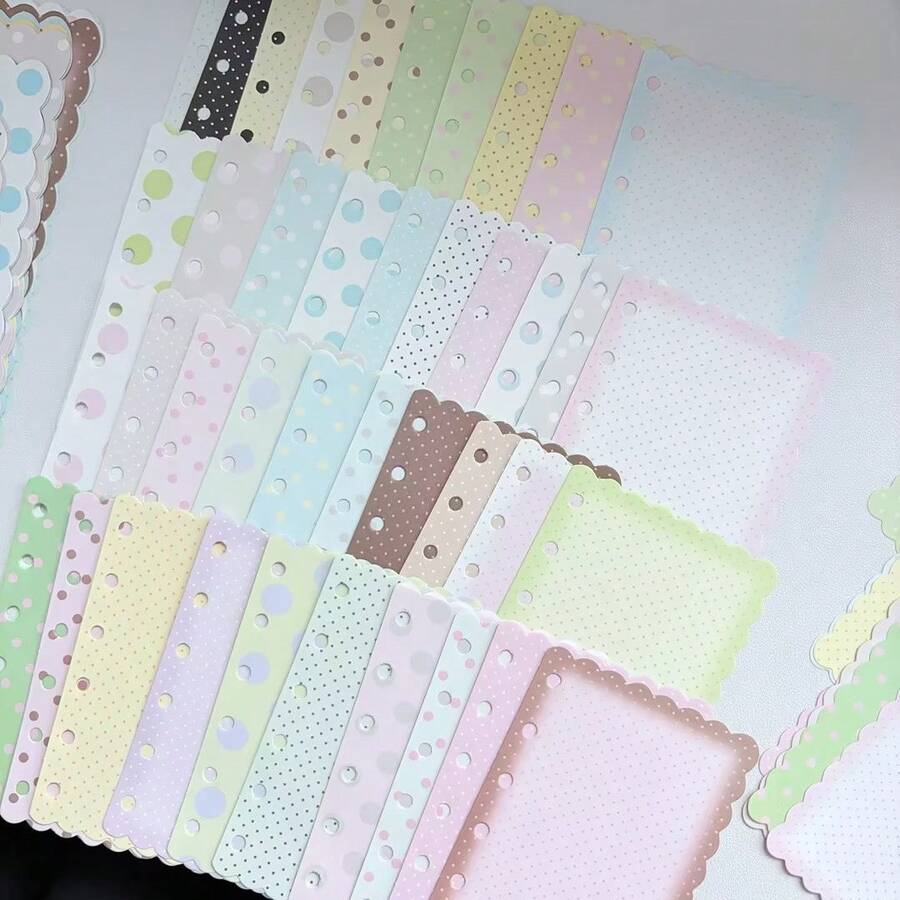 A6/A7/M5 Cute Wavy Edge Polka Dot Loose Leaf Refill Paper 40 Sheets Colorful Non-Repeating Loose Pages Suitable For A6 A5 Planner Notebooks - A - View 1