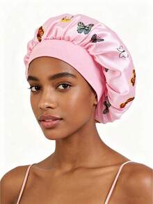 1pc Adjustable Elastic Double Layer Two-Color Satin Sleep Cap, Reversible Double Layer Sleep Cap, Non-Slip, Suitable For Women With Curly And Natural Hair, Hair Protection - Multicolor - View 4