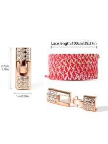 COSYLEE 1 Pair Rhinestone Buckle No-Tie Elastic Shoelaces, Fuzzy Cute Fashion Shoelaces - Red - View 3