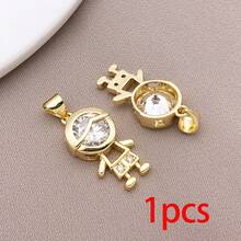1pc Crystal Boy Girl Charms Multicolor Cubic Zirconia Family Couple Pendants For DIY Fashion Jewelry Handmade Parent Memory Necklace Bracelet - Multicolor - View 14