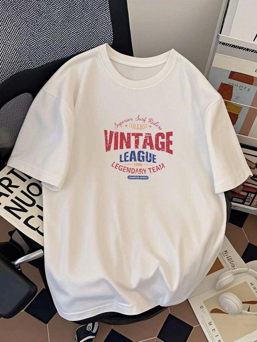 High-Quality Print Short-Sleeve Shirt In A Loose Fit, Made Of Finely Combed Pure Cotton, Designed For Spring And Summer In American . - 白色 - 查看 1