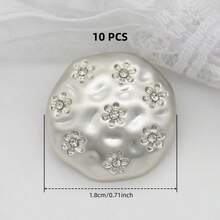 5/10 cái cúc kim loại đính đá hoa tròn bất đối xứng đa màu 15-20mm, phù hợp trang trí cho áo khoác, áo trench coat, đồ len, áo top, blazer, áo len và các phụ kiện may mặc khác - Hoa đính đá - Xem 11