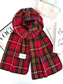 1pc Universal Multi-Color Plaid New Style Versatile Casual Scarf Suitable For Autumn/Winter - Red Triangle Needle - View 4