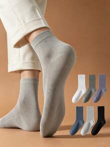 1/3/6 Pairs Men's Mid-Calf Socks, Thin Spring/Summer/Autumn Antibacterial Odor-Resistant Breathable Moisture-Wicking Socks, Men's Business Socks, Soft Breathable, High Elasticity Moisture-Wicking, Durable And Comfortable; Suitable For Daily Street Wear, Street Photography, Outdoor Light Sports, Men's Daily Casual Sports Socks, Perfect Gift Choice For Men. - Multicolor - View 1