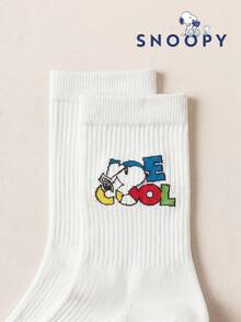 1/2 Pairs Snoopy Socks Men's Winter Socks Black And White Striped Breathable Crew Socks, Suitable For Students Adults Gift Daily Use Fun Christmas Gift - Multicolor - View 10