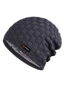 1pc Unisex Knitted Beanie Hat, Windproof & Warm, Fashionable Versatile Woolen Cap, Suitable For Daily Wear In Autumn And Winter - Multicolor - View 5