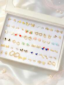 7/12/18 Pairs Sweet Stud Earrings Set, Suitable For Women And Teenage Girls, Colorful Butterfly Star Heart Acrylic Mixed Style Earrings, Suitable For Daily Wear And Parties - Flower Butterfly Stud Earrings - View 7