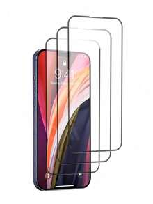 3 piezas Protector de pantalla de cobertura completa de 30D compatible con Apple iPhone 16/16 Plus/16 Pro/16 Pro Max/15/15Plus/15Pro/15Promax - Negro - Ver 39