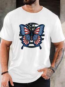 Men's Pure Cotton Short Sleeve T-Shirt Casual Everyday Wear Breathable Soft Regular Fit Summer Basic Printed Tee Top - 白色 - 查看 6