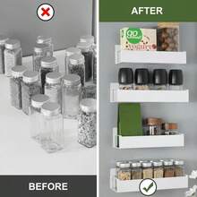 2 Buah Rak Penyimpanan Magnetik Logam, Rak Penyimpanan Gantung Pintu Kulkas/Rak Bumbu, Rak Penyimpanan Magnetik Mesin Cuci, Rak Penyimpanan Dinding Tanpa Bor, Aksesoris Dapur Kamar Mandi, Rak Penyimpanan Praktis untuk Pengorganisasian Rumah - MultiWarna - View 8
