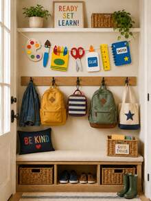 1pc Back To School Art Decor Hanging Banner, Palette Paintbrush Crayon Scissors Glue Bottle Ruler Sketchbook Hollow Hanging Sign, Foldable Lightweight Wall Decoration, Suitable For Art Classroom Library Study Office First Day Of School Indoor Party Wall Decor - J - View 7