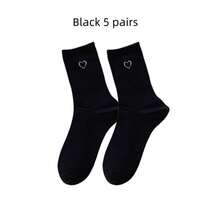 1/3/5/10/15/20/30 Pairs Women's Cotton Mid-Calf Socks, White/Black, Cute, Girls Socks, Autumn/Winter/Spring/Summer, Soft, Random Color, Suitable For Sports/Daily Wear - White - View 16