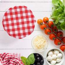 3PCS Multi-Size Reusable Bowl Covers, For Christmas Holiday Bread Fermentation, Red And White Plaid Pizza Dough Covers, Suitable For Parties, Elastic Covers, Suitable For Yeast Fruit Salad (0.5-0.8cm Plaid Mixed) - Red - View 6