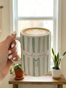 Customized Name Aunt Mug, Baby Birth Announcement Gift For Aunt, Striped Coffee Cup, Personalized Pregnancy Reveal, New Aunt Gift Idea, Customized Gift - Multicolor - View 8