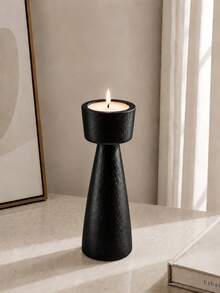 1 pieza Portavelas geométrico, diseño minimalista moderno, perfecto para decoración de mesa del hogar - negro - Ver 8