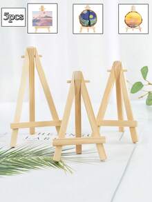 1/3/5/10pcs Wooden Easel Frame Wedding Table Number Card Holder Photo Display Stand, Handmade Painting Art Supplies Home Decor, Natural Wood Tripod Display Stand Conference Wedding Table Card Holder Painting Craft - Apricot - View 11