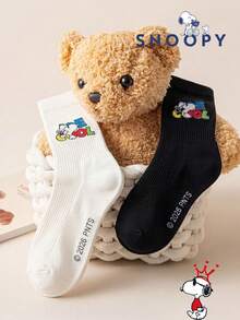 1/2 Pairs Snoopy Socks Men's Winter Socks Black And White Striped Breathable Crew Socks, Suitable For Students Adults Gift Daily Use Fun Christmas Gift - Multicolor - View 7