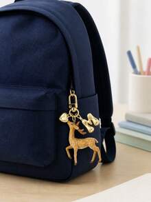 Flocked Animal Pendant, Heart Letter Deer Bag Charm, Journey Atmosphere Y2K Retro Car Hanging Keychain Gift, Flocked Plum Deer Pendant, Beautiful And Practical, Bag Accessory, Symbolizing Good Luck, Birthday Gift, Valentine's Day Gift, Teacher's Day Gift, Back To School Gift, Christmas Gift, Ideal Choice For Women And Girls - Multicolor - View 3