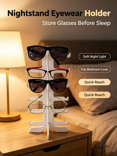 6-Tier Desktop Eyewear Storage Rack, Multi-Pair Fashion Glasses Display Stand, Non-Slip Plastic Glasses Organizer, Suitable For Home Bedroom Office Collection And Display