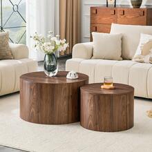 Set Of 2 Round Coffee Tables With Storage Space, Nesting Table Wood Look MDF, Approx. 62.8cm/44cm Diameter, Living Room Side Table With Removable Lid &Amp; Cavity, 62.8 X 62.8 X 35 Cm - Brown - View 4