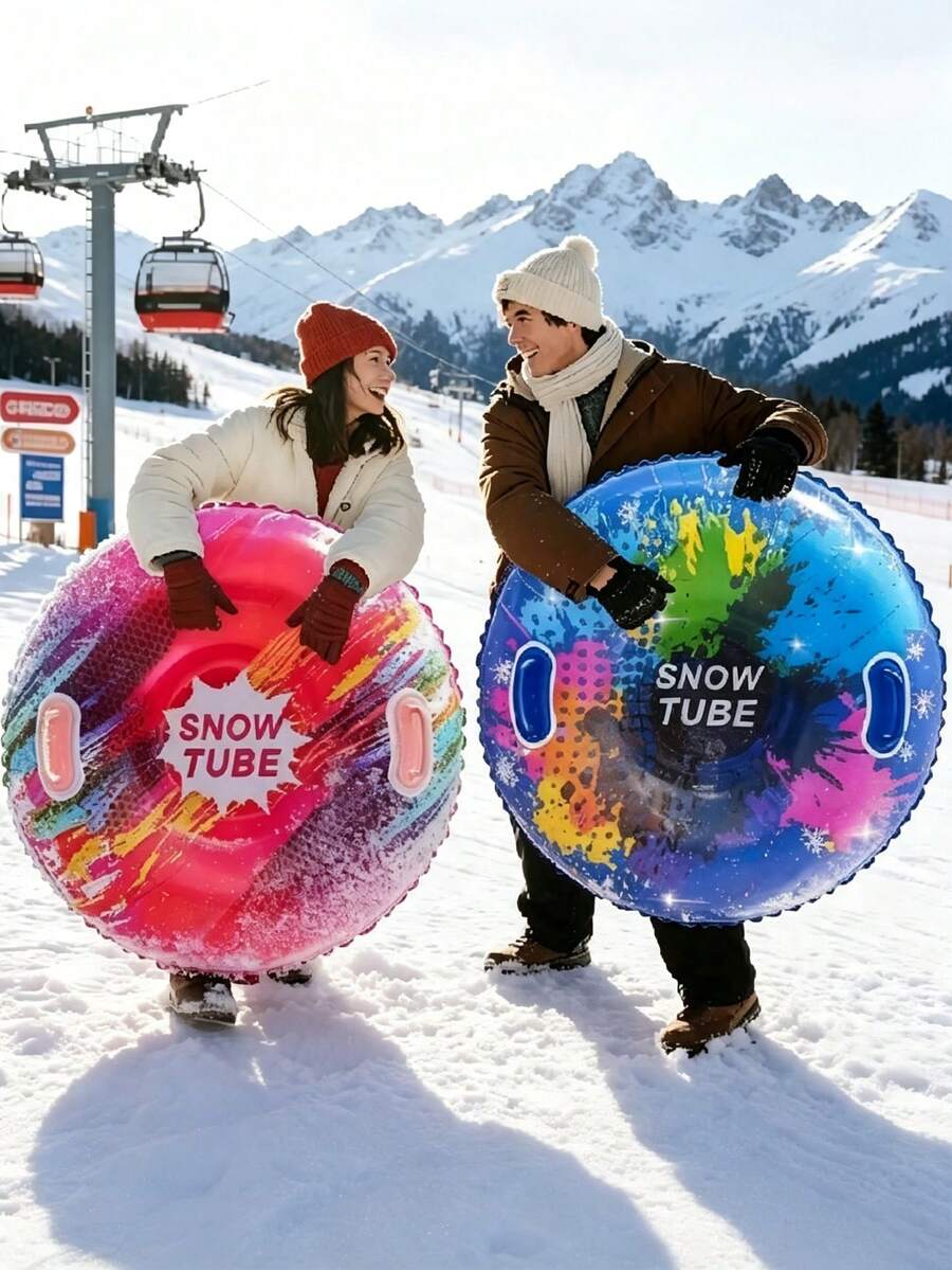 1pc Inflatable Outdoor Snow Sled Winter Snow Sliding Freestyle Snowboard Portable - Multicolor - View 1