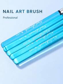 Professional Nail Art Brush Clear Blue Acrylic Handle Liner Drawing Painting Dotting Design Tool Kit For DIY Manicure - Baby Blue - View 5