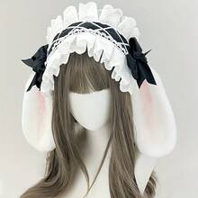 1pc Cute Bow Rabbit Ears Headband, Anime Cosplay Prop, Floppy Rabbit Ears Decoration, Suitable For Stage Performance, Masquerade, Party Costume, Nightclub Outfit, Cosplay Photo Prop - View 5